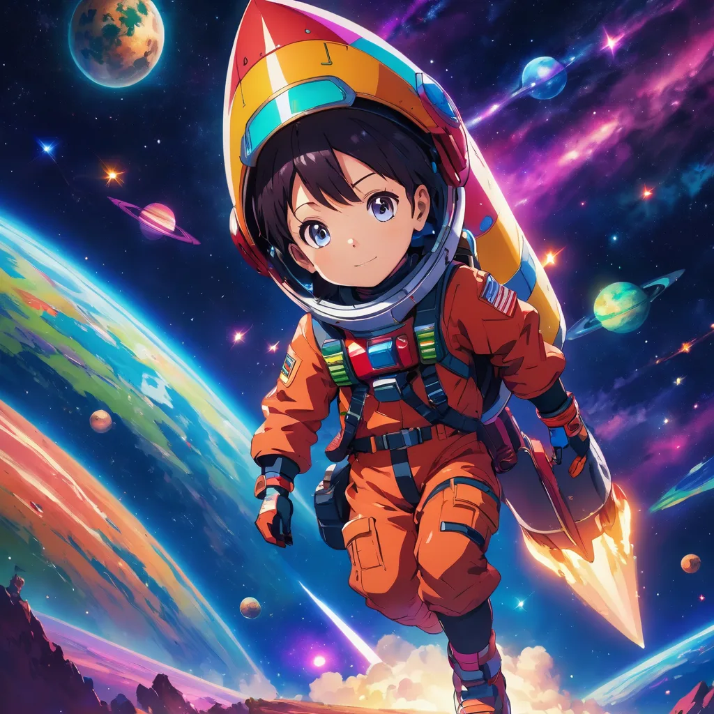 chłopiec leci w kosmos